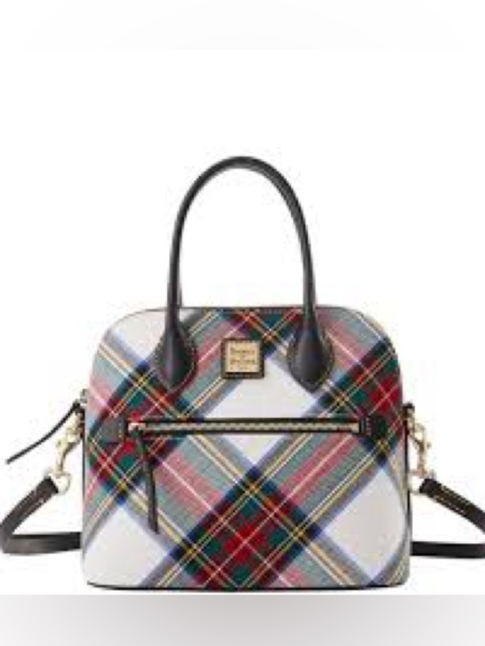 Dooney & Bourke Tartan bag crafted from woven cotton fabric with a classic plaid